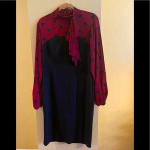 Black, burgundy, polka dot dress